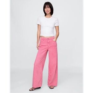 GAP baggy mid rise ultra soft wide leg jeans in sugar pink size 25 0